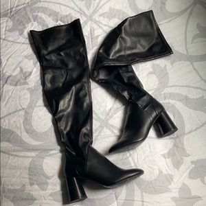 Zara Black Thigh High Boots